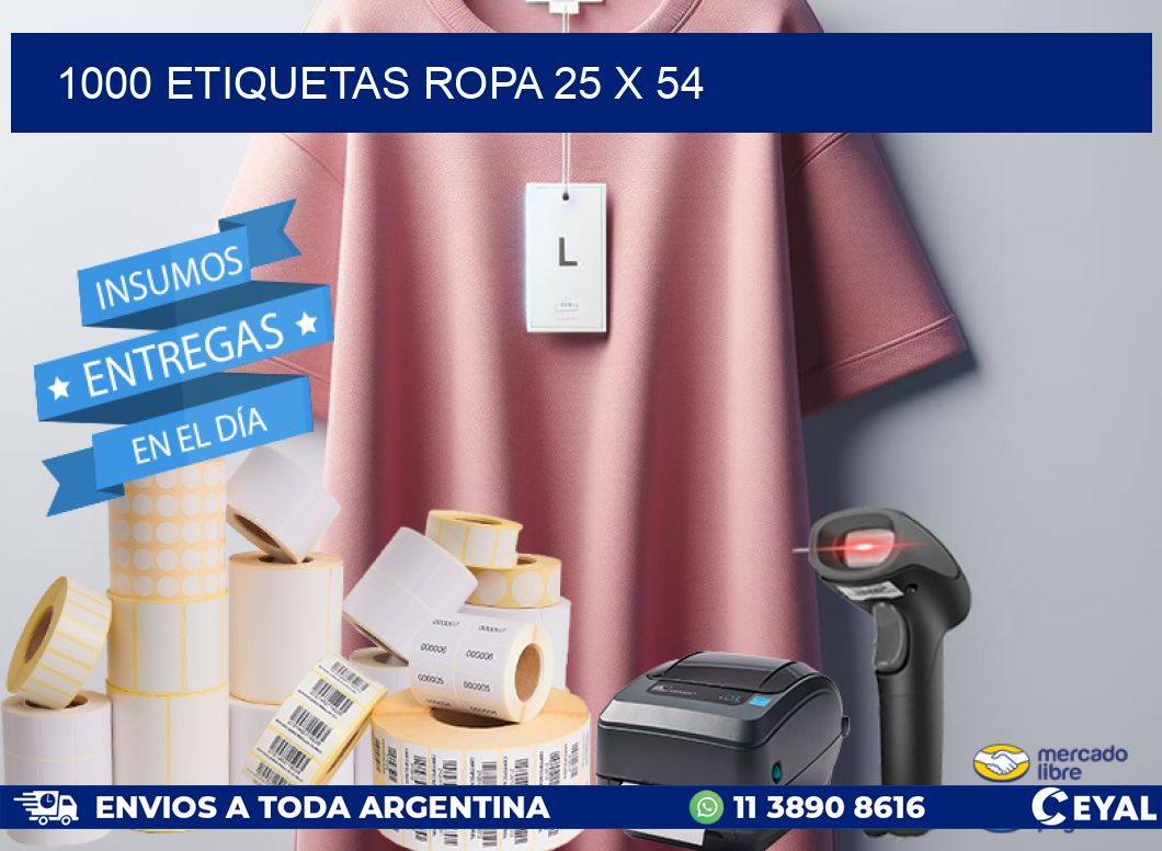 1000 ETIQUETAS ROPA 25 x 54