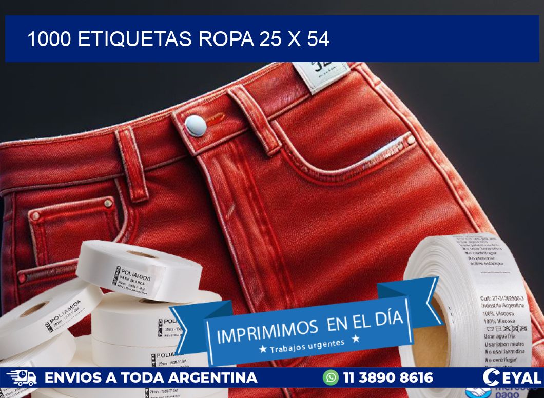 1000 ETIQUETAS ROPA 25 x 54