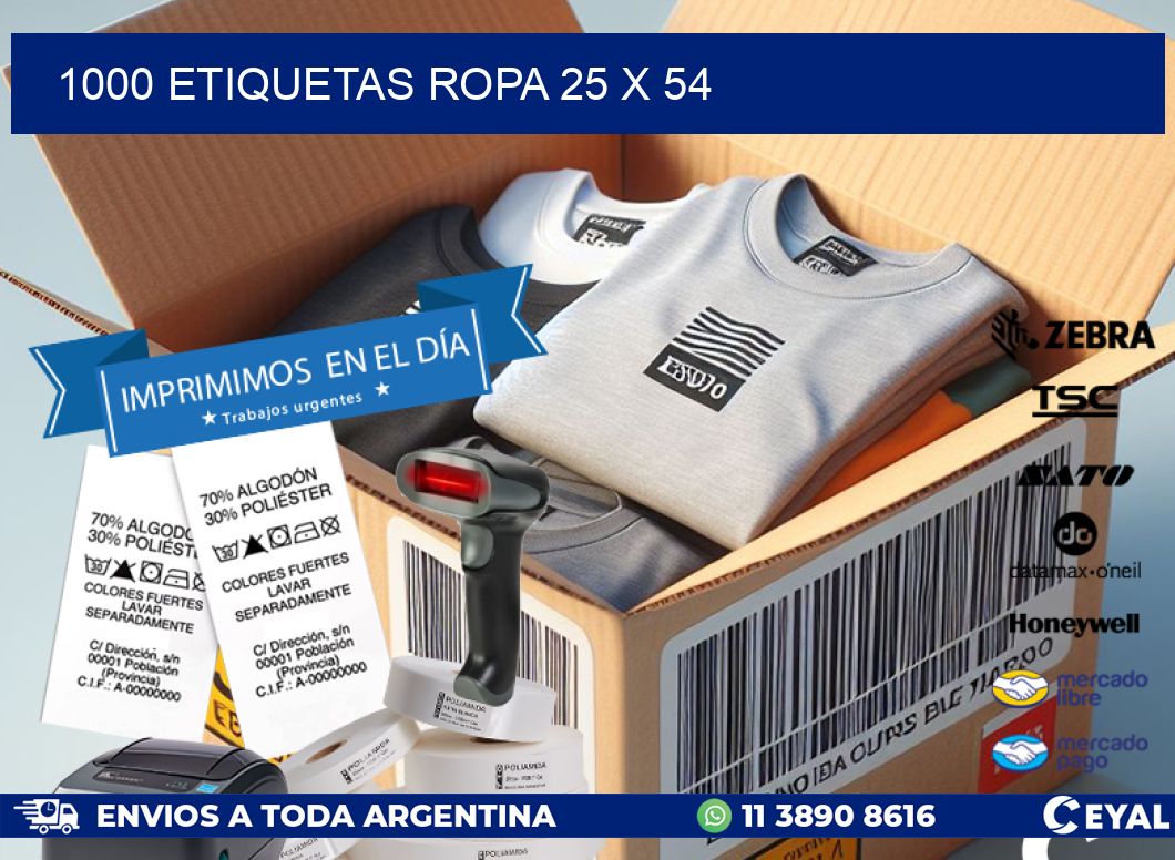 1000 ETIQUETAS ROPA 25 x 54