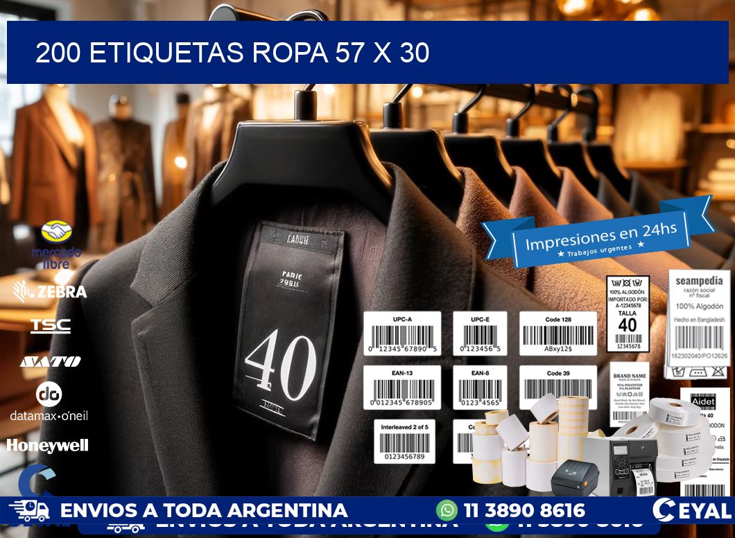 200 ETIQUETAS ROPA 57 x 30