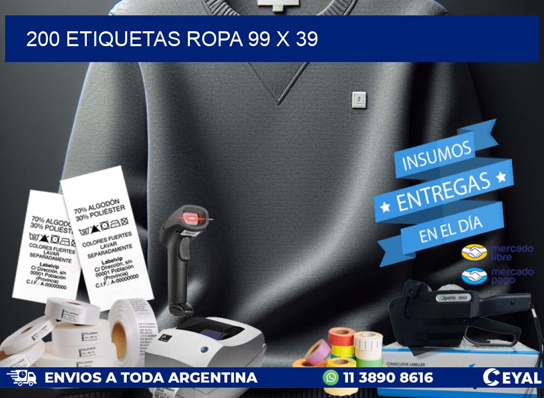 200 ETIQUETAS ROPA 99 x 39