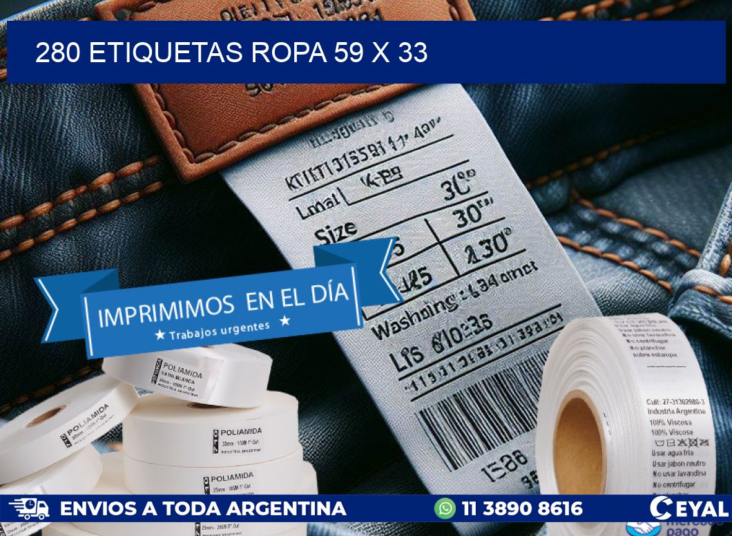 280 ETIQUETAS ROPA 59 x 33