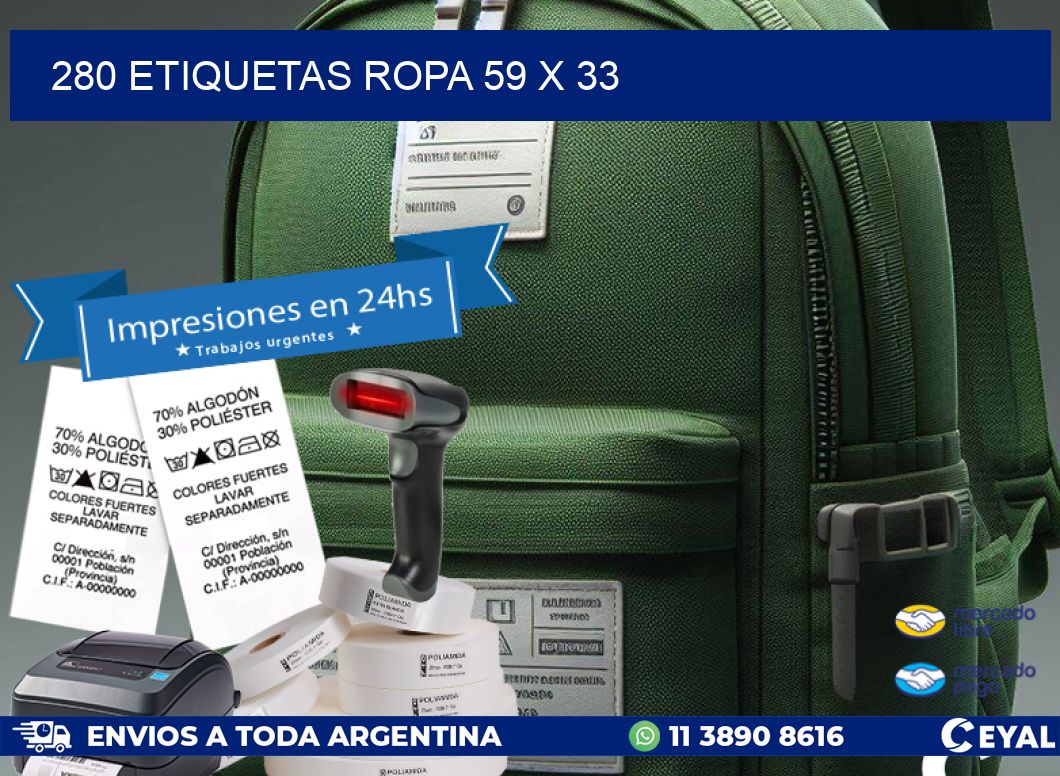 280 ETIQUETAS ROPA 59 x 33