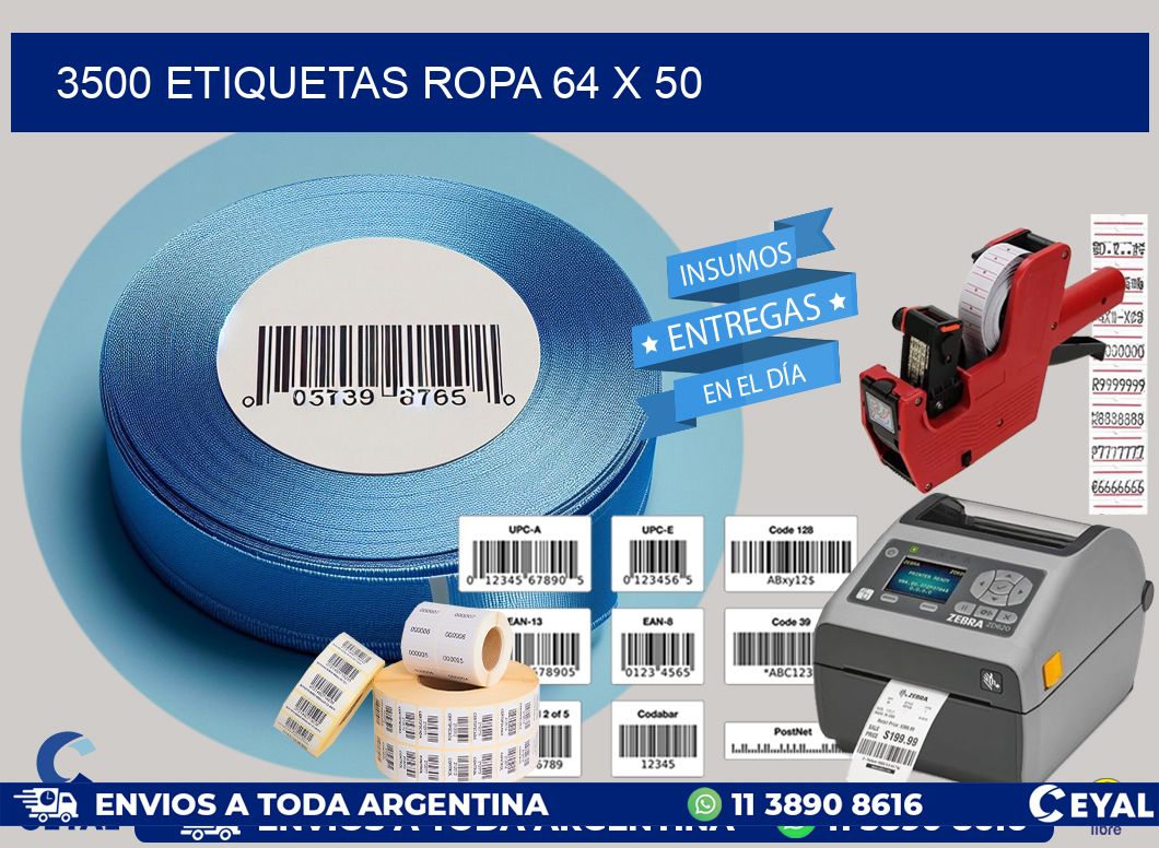 3500 ETIQUETAS ROPA 64 x 50