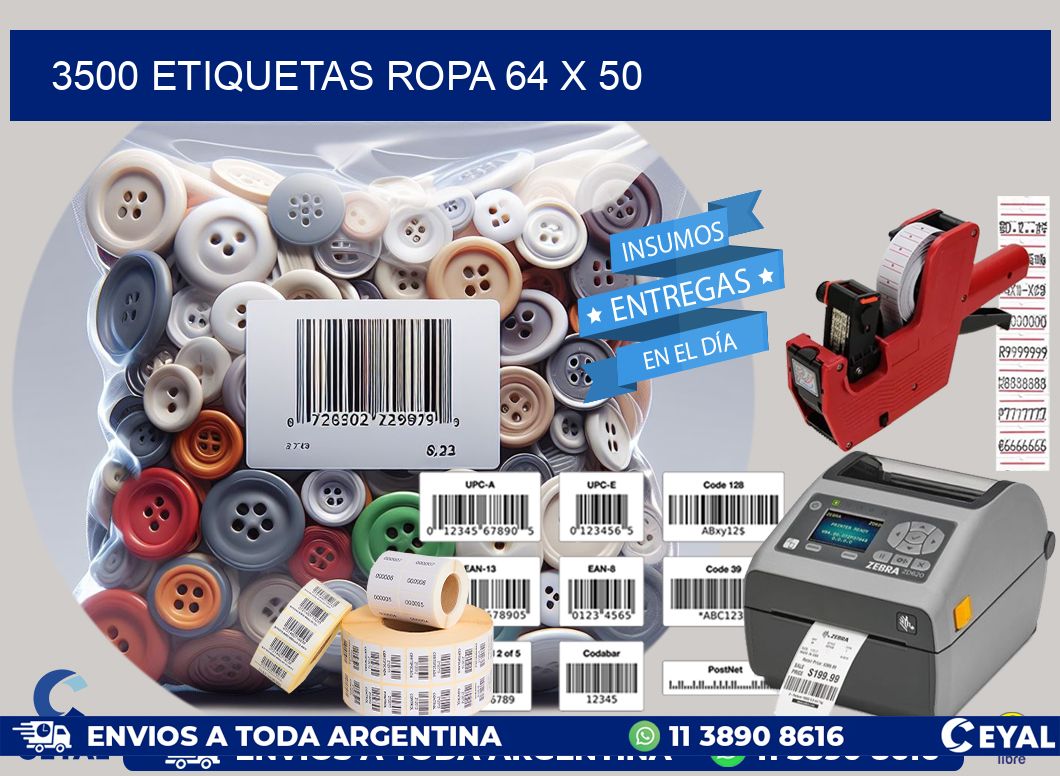 3500 ETIQUETAS ROPA 64 x 50