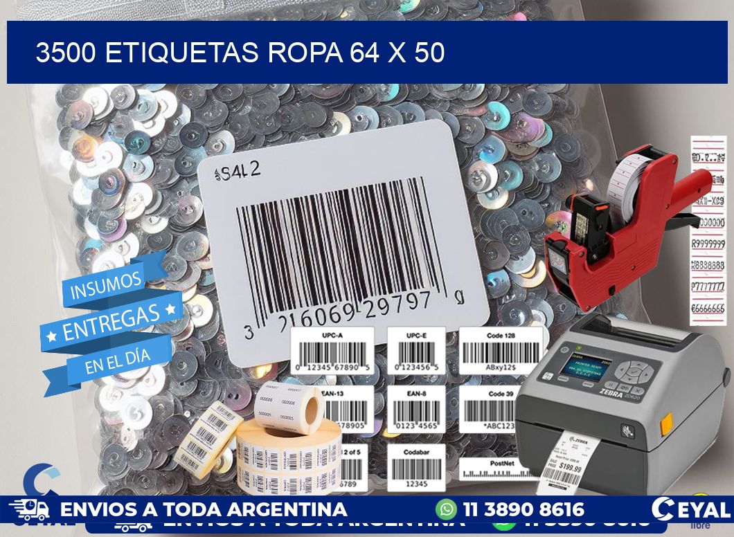 3500 ETIQUETAS ROPA 64 x 50