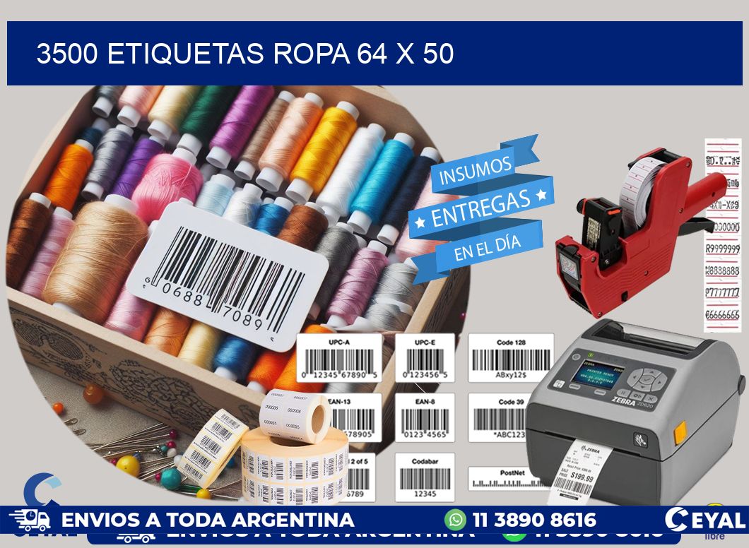 3500 ETIQUETAS ROPA 64 x 50