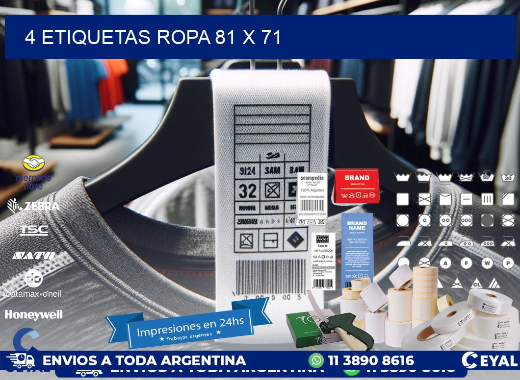4 ETIQUETAS ROPA 81 x 71