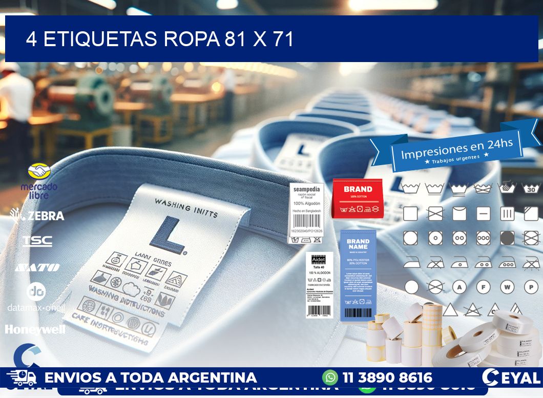 4 ETIQUETAS ROPA 81 x 71