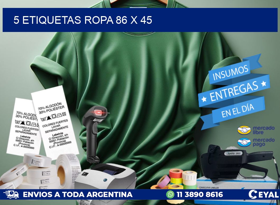5 ETIQUETAS ROPA 86 x 45