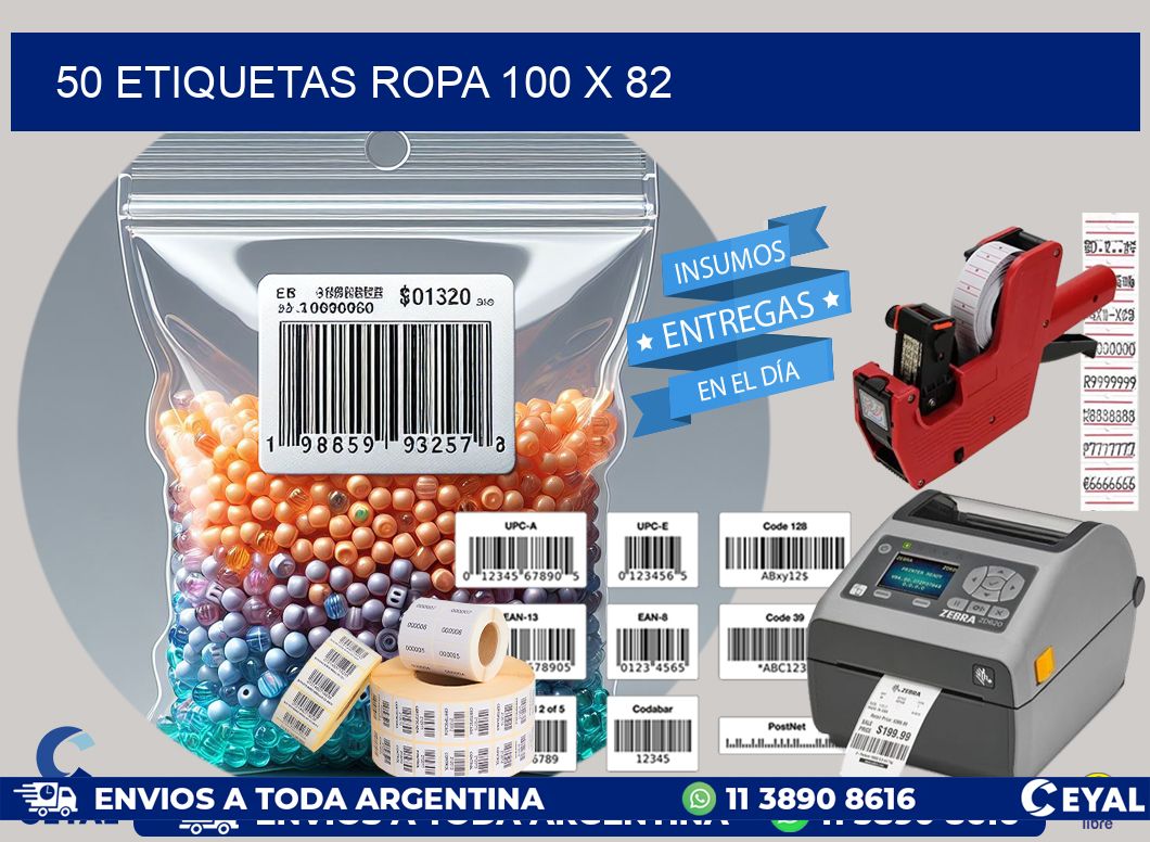 50 ETIQUETAS ROPA 100 x 82