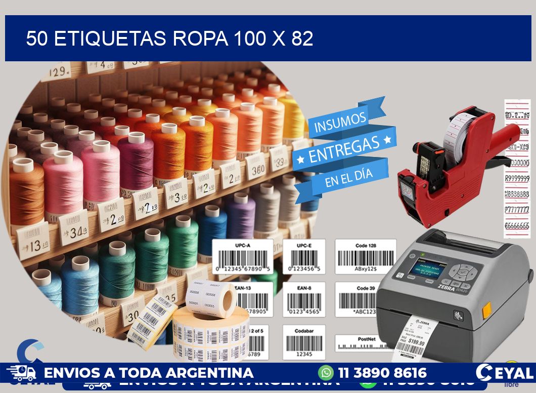 50 ETIQUETAS ROPA 100 x 82