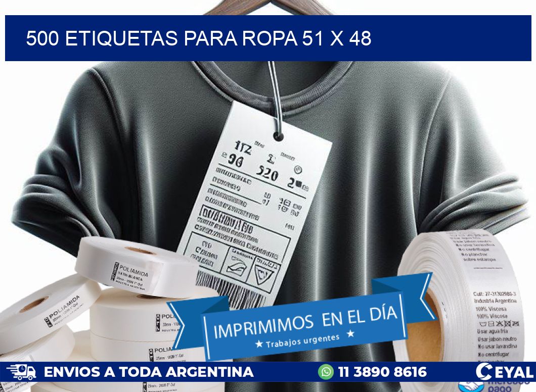 500 ETIQUETAS PARA ROPA 51 x 48