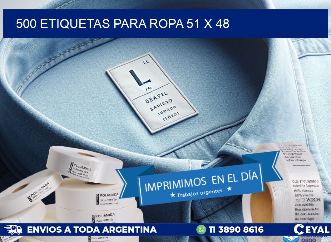 500 ETIQUETAS PARA ROPA 51 x 48