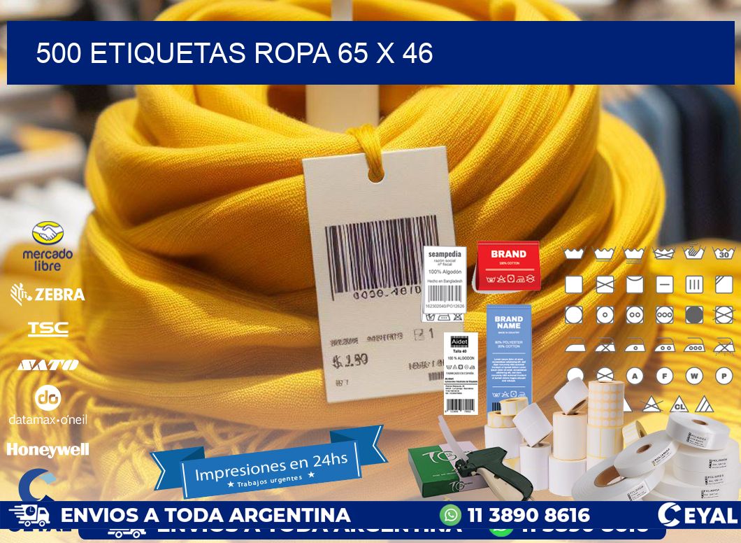 500 ETIQUETAS ROPA 65 x 46