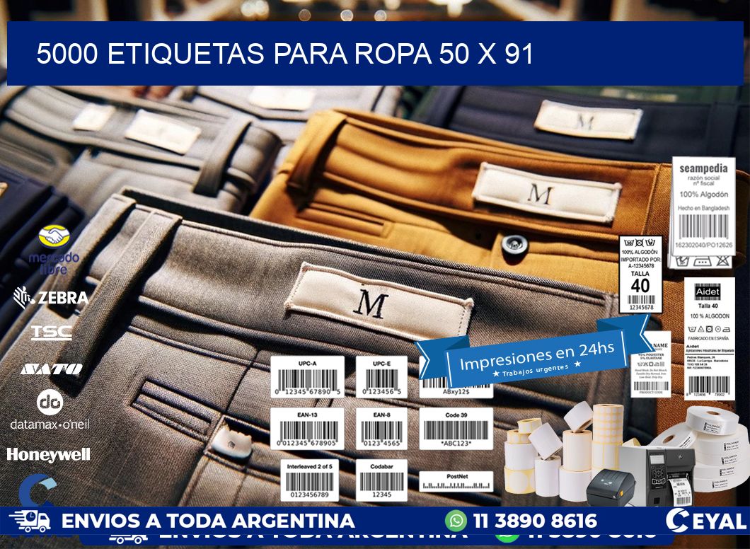 5000 ETIQUETAS PARA ROPA 50 x 91