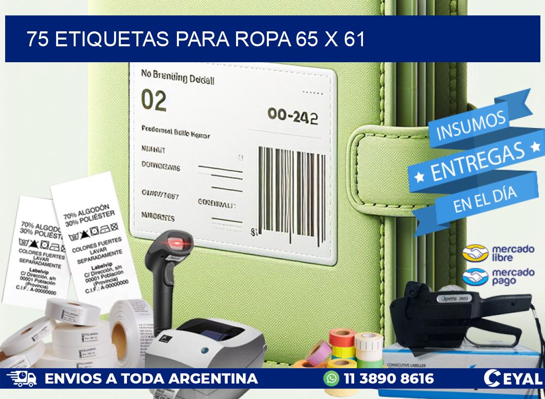 75 ETIQUETAS PARA ROPA 65 x 61