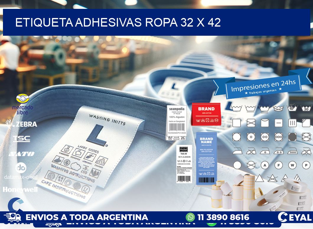 ETIQUETA ADHESIVAS ROPA 32 x 42