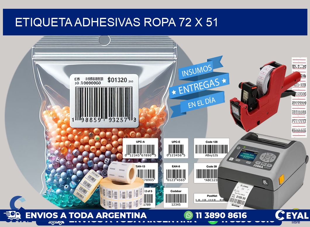 ETIQUETA ADHESIVAS ROPA 72 x 51