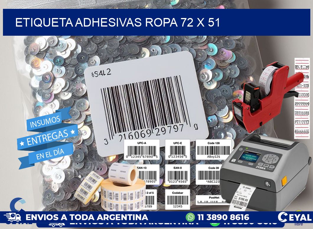 ETIQUETA ADHESIVAS ROPA 72 x 51