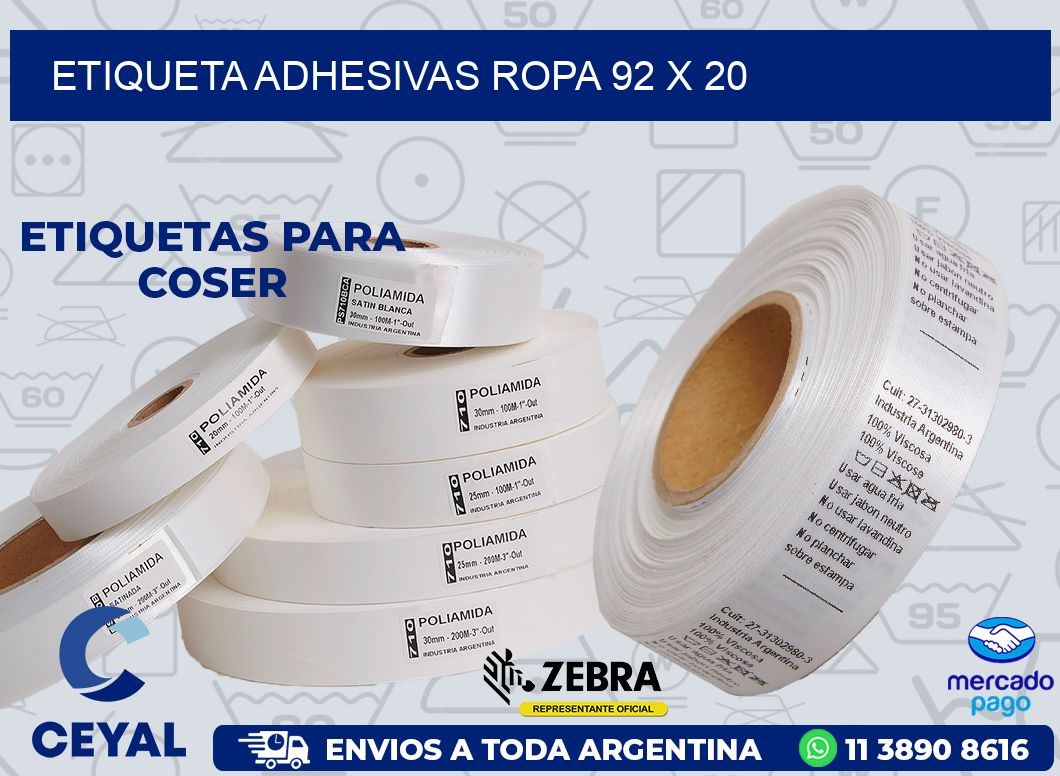 ETIQUETA ADHESIVAS ROPA 92 x 20