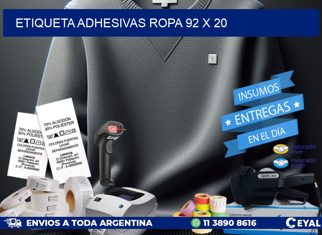 ETIQUETA ADHESIVAS ROPA 92 x 20