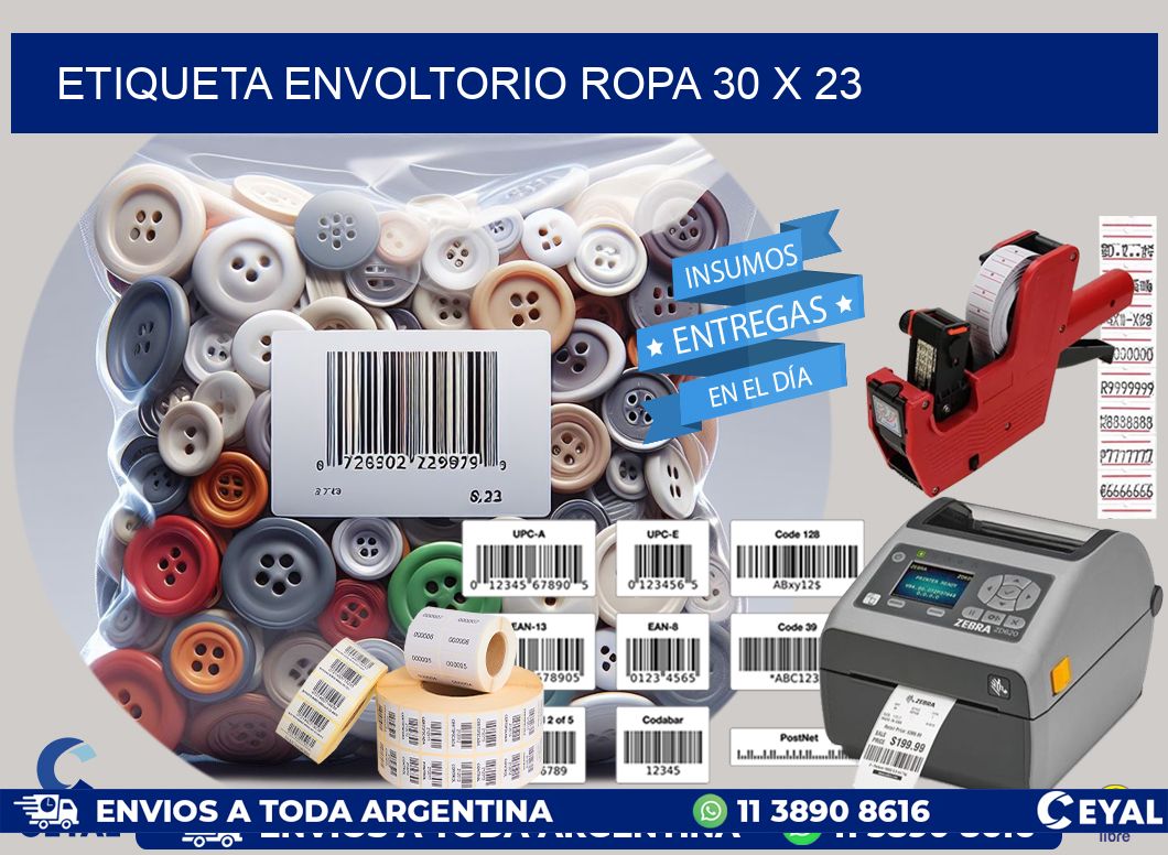 ETIQUETA ENVOLTORIO ROPA 30 x 23
