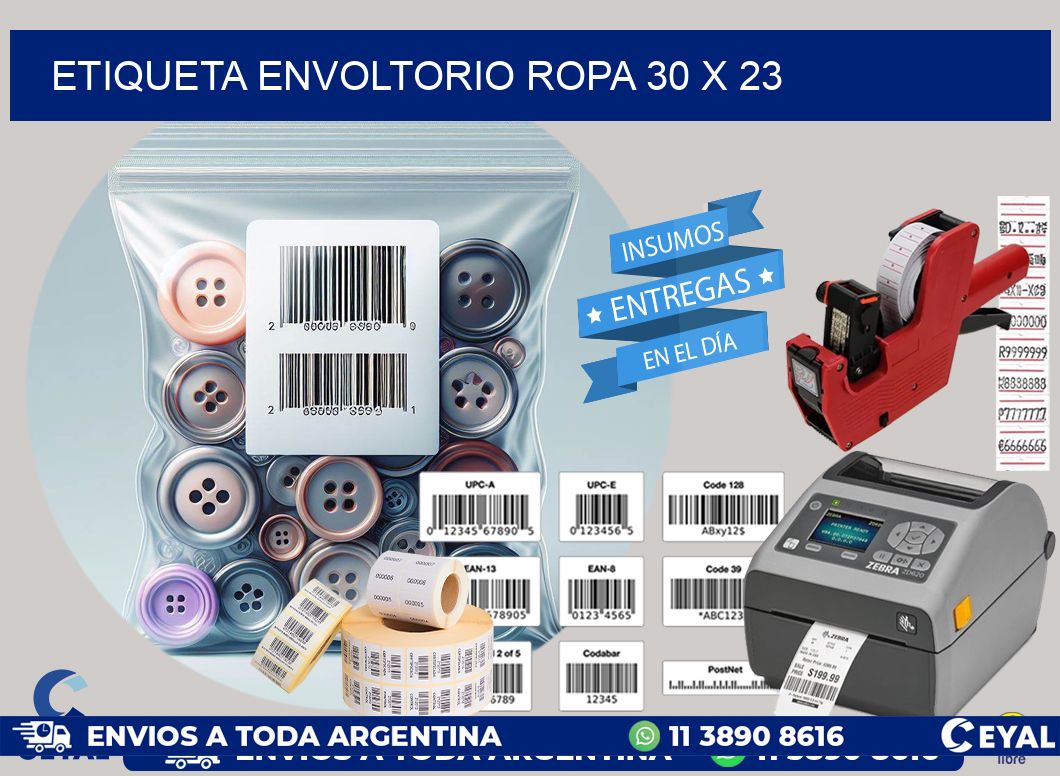 ETIQUETA ENVOLTORIO ROPA 30 x 23