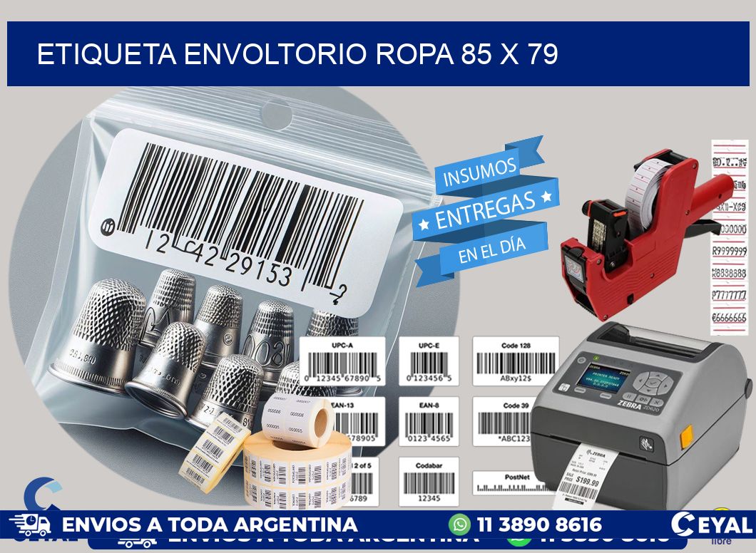ETIQUETA ENVOLTORIO ROPA 85 x 79