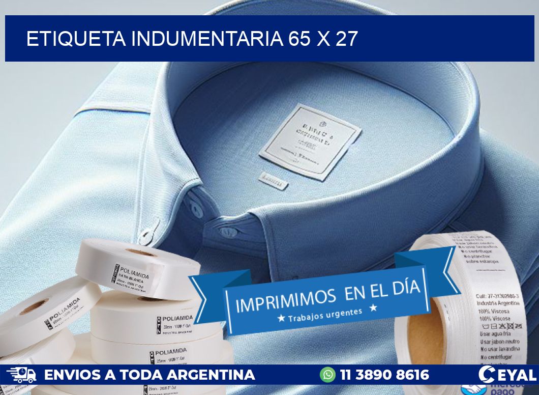 ETIQUETA INDUMENTARIA 65 x 27