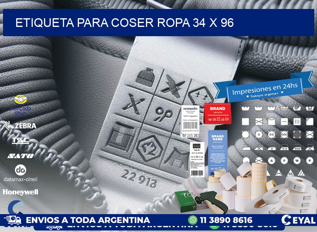 ETIQUETA PARA COSER ROPA 34 x 96