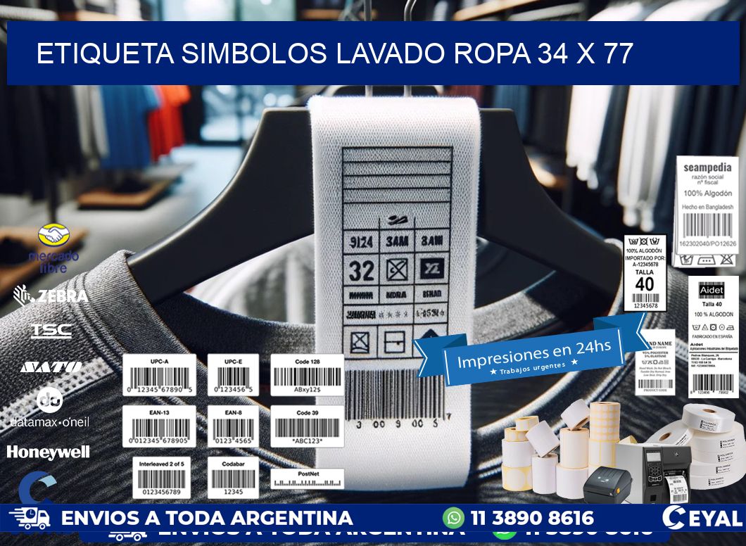 ETIQUETA SIMBOLOS LAVADO ROPA 34 x 77