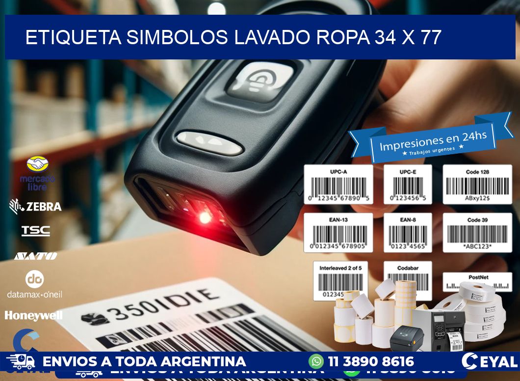 ETIQUETA SIMBOLOS LAVADO ROPA 34 x 77
