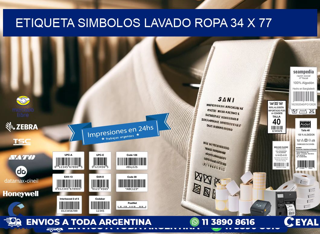 ETIQUETA SIMBOLOS LAVADO ROPA 34 x 77