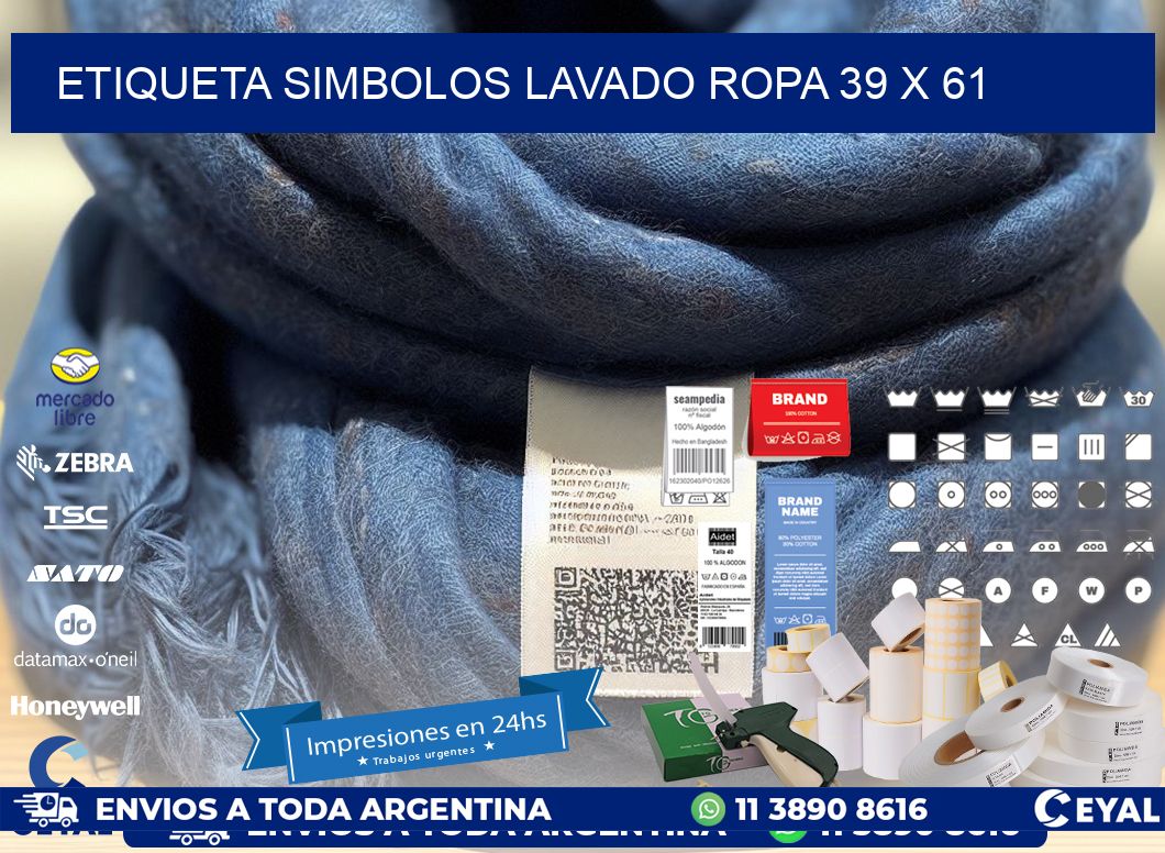ETIQUETA SIMBOLOS LAVADO ROPA 39 x 61