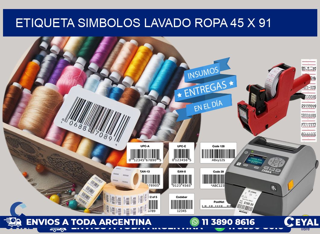 ETIQUETA SIMBOLOS LAVADO ROPA 45 x 91