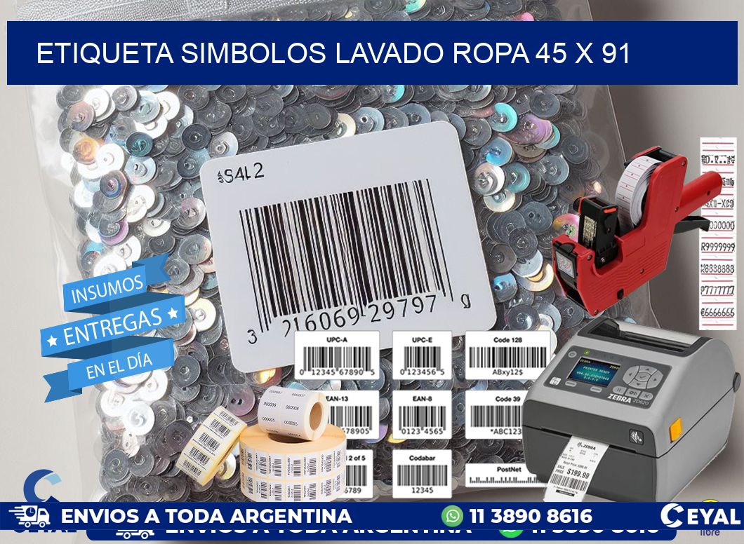ETIQUETA SIMBOLOS LAVADO ROPA 45 x 91