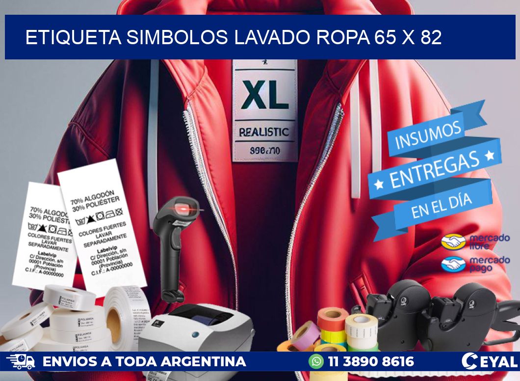 ETIQUETA SIMBOLOS LAVADO ROPA 65 x 82