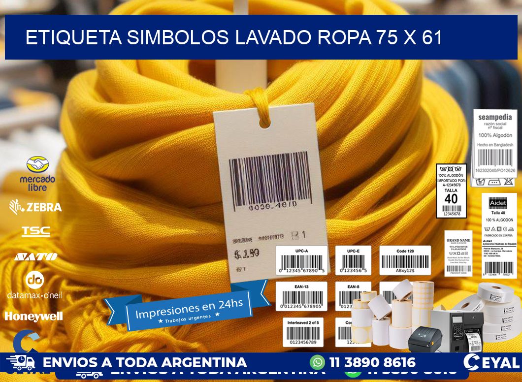 ETIQUETA SIMBOLOS LAVADO ROPA 75 x 61