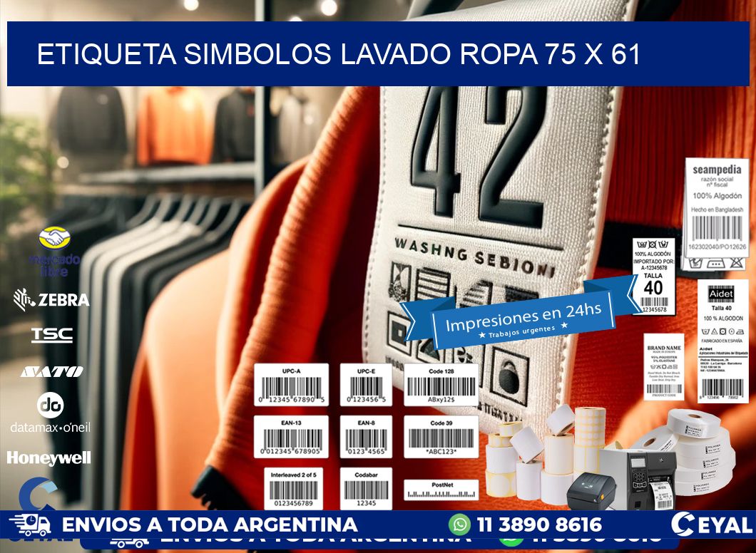 ETIQUETA SIMBOLOS LAVADO ROPA 75 x 61