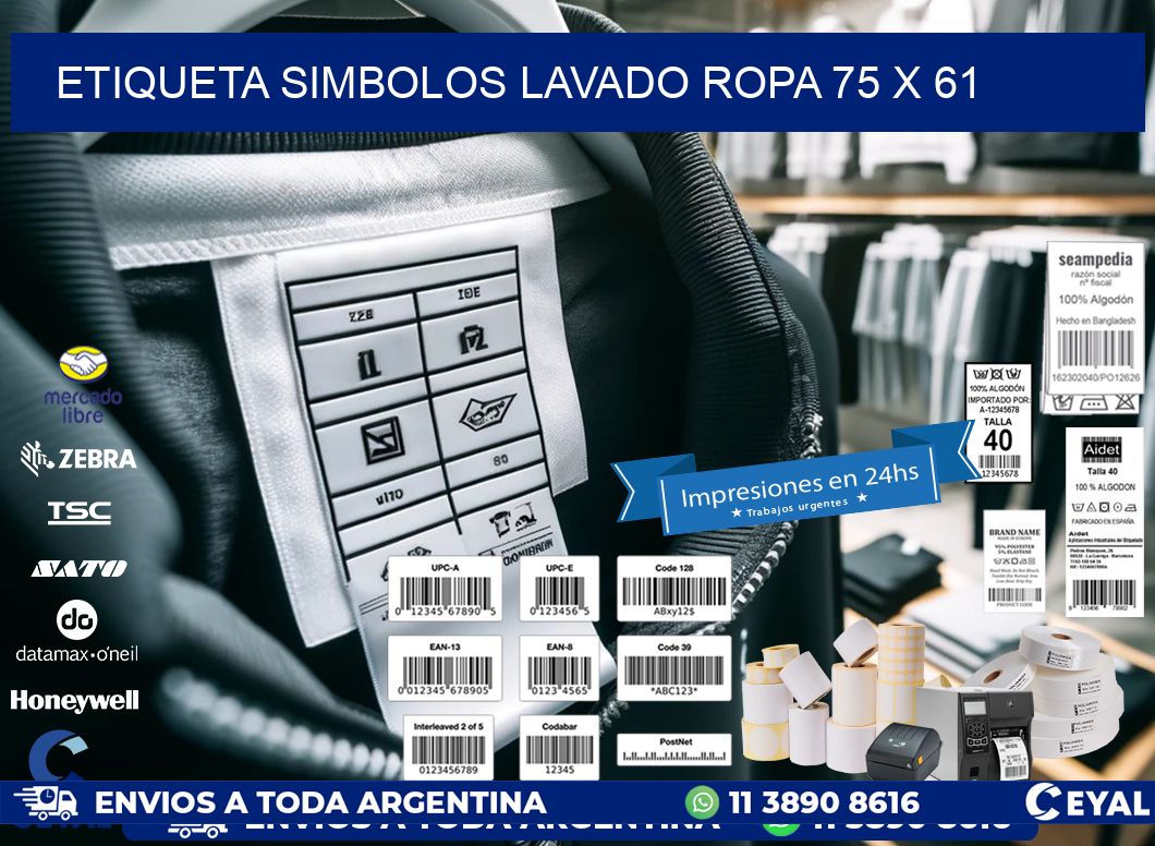 ETIQUETA SIMBOLOS LAVADO ROPA 75 x 61