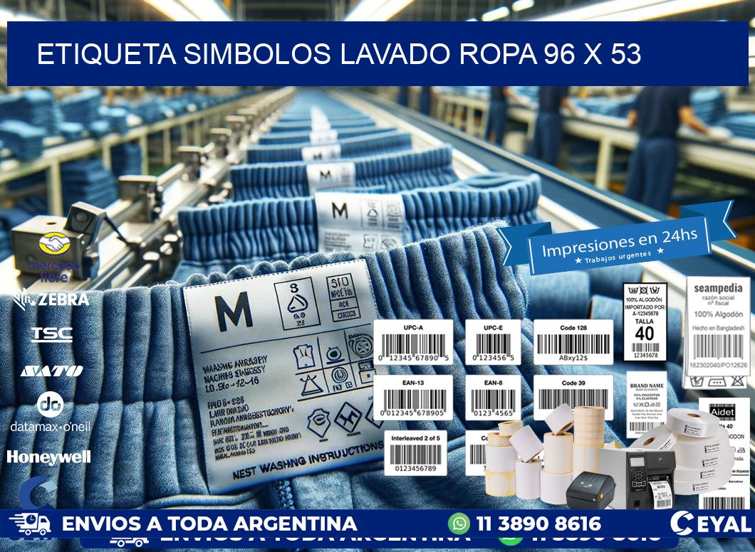 ETIQUETA SIMBOLOS LAVADO ROPA 96 x 53