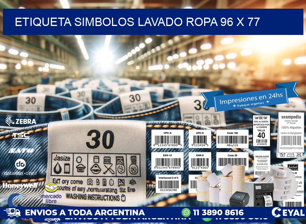 ETIQUETA SIMBOLOS LAVADO ROPA 96 x 77