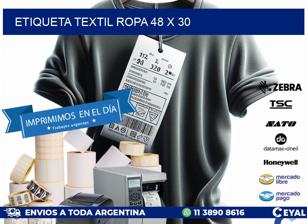 ETIQUETA TEXTIL ROPA 48 x 30