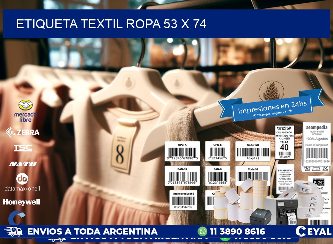 ETIQUETA TEXTIL ROPA 53 x 74