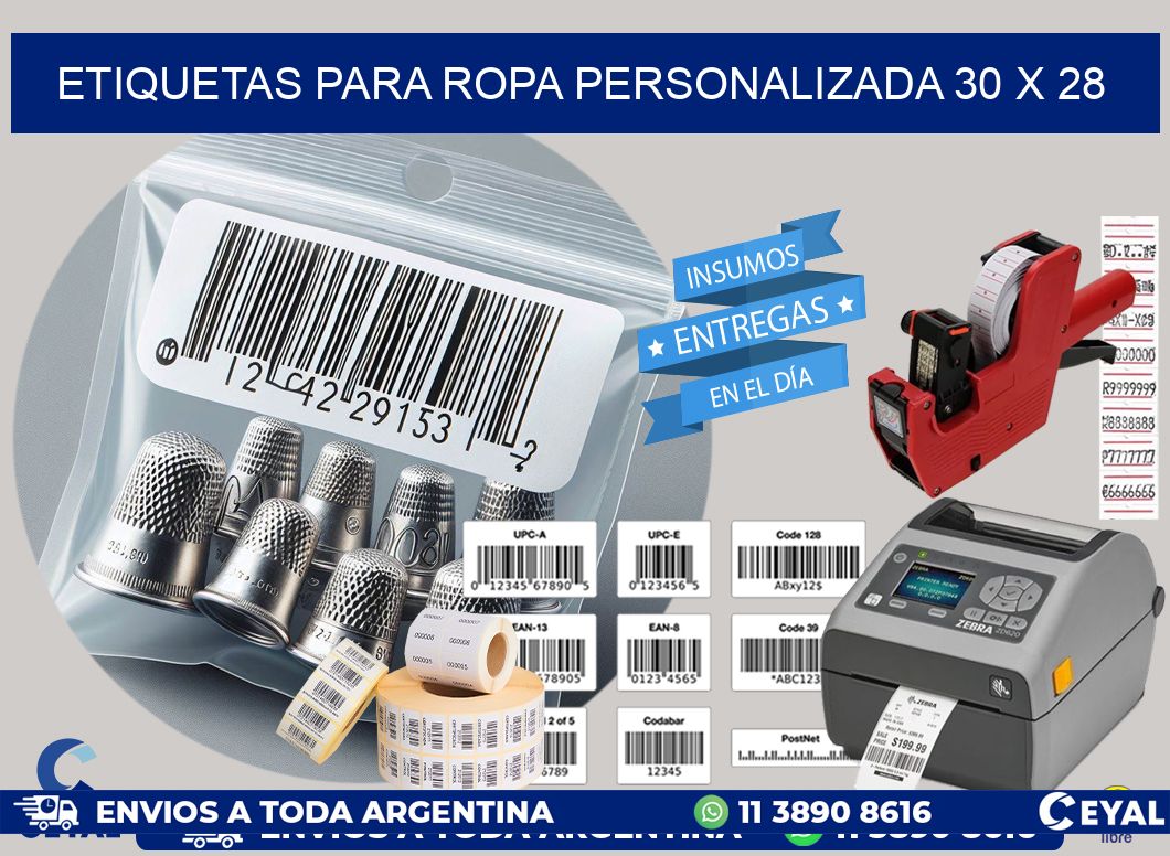 ETIQUETAS PARA ROPA PERSONALIZADA 30 x 28