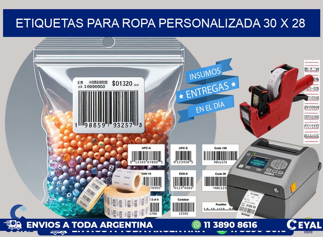 ETIQUETAS PARA ROPA PERSONALIZADA 30 x 28
