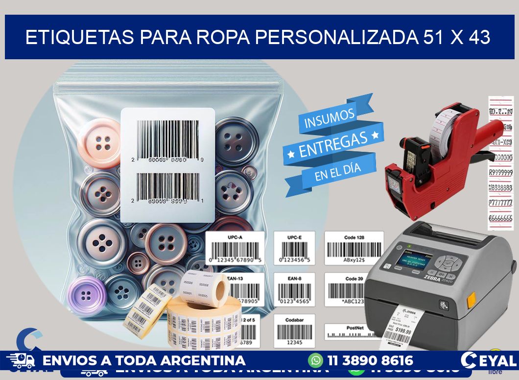 ETIQUETAS PARA ROPA PERSONALIZADA 51 x 43