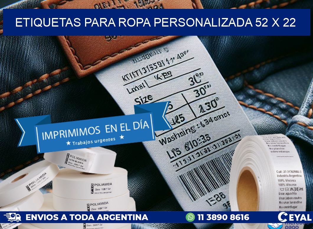 ETIQUETAS PARA ROPA PERSONALIZADA 52 x 22