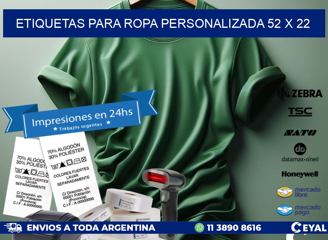 ETIQUETAS PARA ROPA PERSONALIZADA 52 x 22